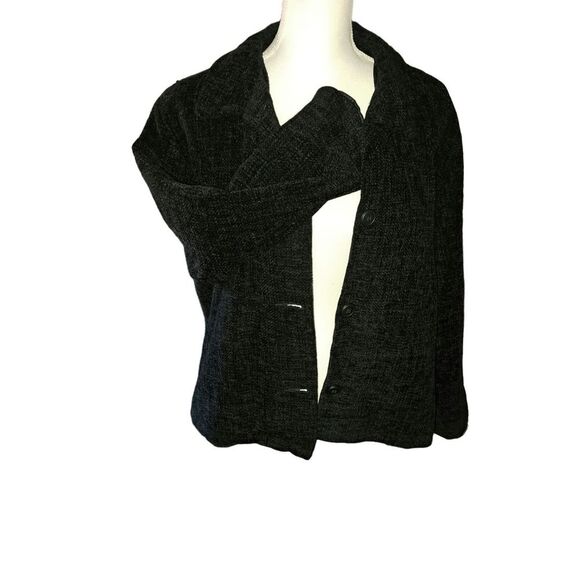 SALE! NWOT-Weave Of The Irish Handcrafted Black Boucle Knit Sweater Jacket Med - Picture 3 of 10